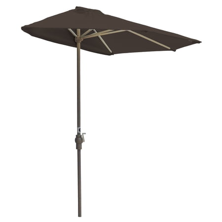 OFF-THE-WALL BRELLA Sunbrella Half Umbrella, 7.5'-Width, Chocolate Canopy
