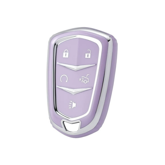 OFFCURVE for Cadillac Key Fob Cover, Key Fob Case Shell for 2015-2019 Cadillac Escalade CTS XTS ATS STS XT4 XT5 CT6 SRX Premium Soft TPU Smart Key Holder Car Accessories, Purple sliver(1pc)