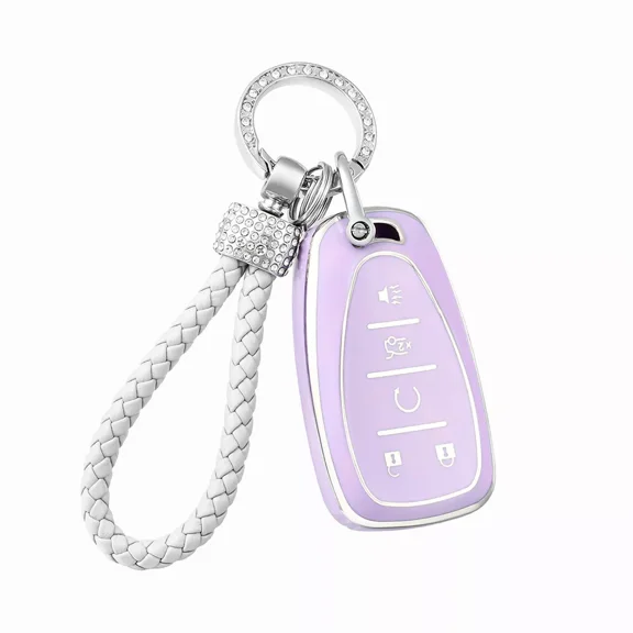 OFFCURVE Car Key Fob Cover for Chevrolet Equinox Malibu Camaro Traverse Smart Key,Purple Sliver,1PC