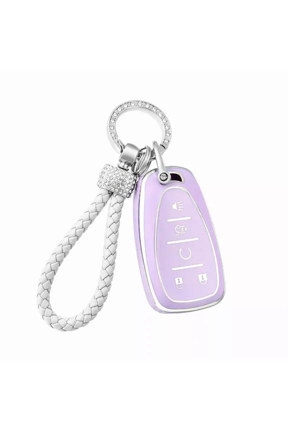 Car Key Fob Cover for Chevrolet Equinox Malibu Camaro Traverse Smart Key,Purple Sliver,1PC