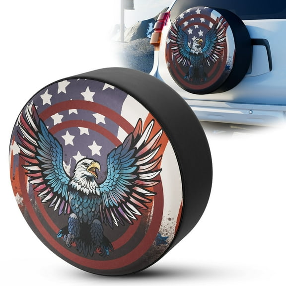 OFFCURVE Car Spare Tire Cover PVC Leather SUV Pickup Truck Off-Road Tire Cover Outside Tire Cover Spare Tire Cover Eagle Pattern (16 inch for Tire Diameter 30"-32")