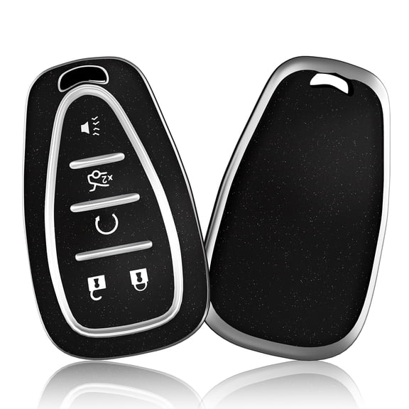 OFFCURVE for Chevrolet Car Key Fob Cover Case Soft TPU Full Car Key Shell Car Accessories Remote Key Protector Compatible with Chevrolet Chevy Equinox Malibu Camaro Traverse Smart Key, Silver Black