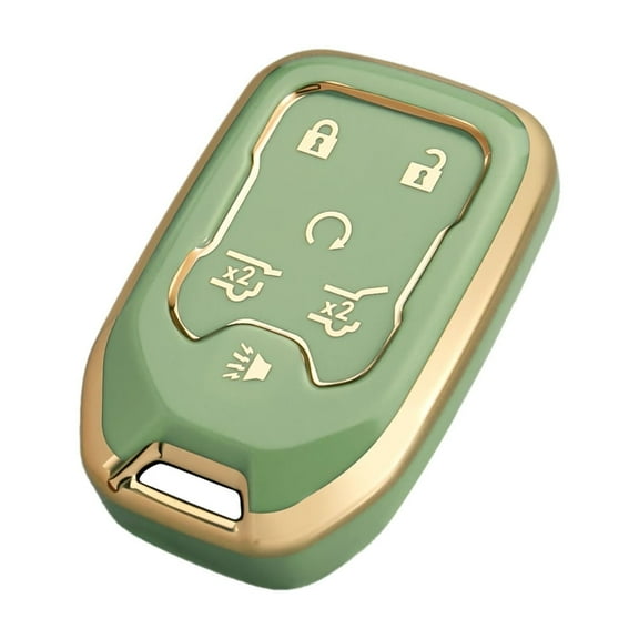OFFCURVE for Chevy Key Fob Cover Soft TPU Full Protection Key Shell Key Case Compatible with 2017-2021 Chevrolet Silverado Suburban Tahoe GMC Acadia Sierra Terrain Yukon (Green Gold, 6 Button)