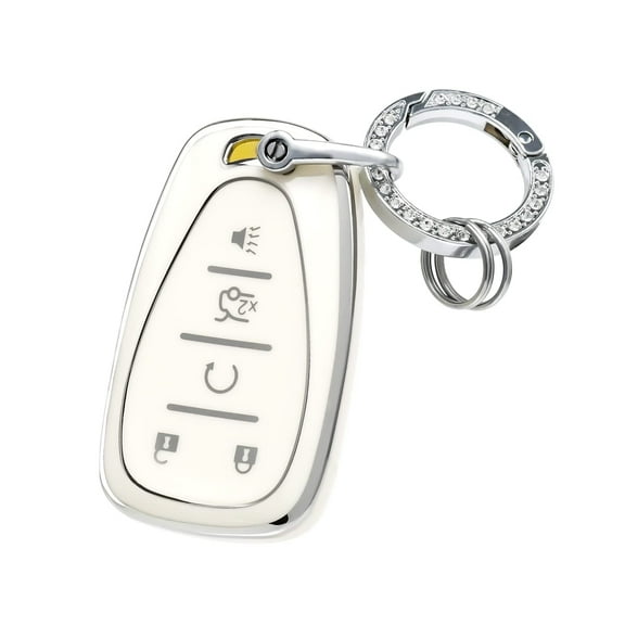 OFFCURVE Compatible with Chevy Key Fob Cover with keychain, Car Key Case Shell Protection for Chevrolet Equinox Malibu Camaro Traverse Blazer Volt Bolt Smart Remote Control