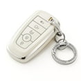 thumbnail image 1 of OFFCURVE for Ford Key Fob Cover with Keychain,Car Key Case Shell Protector Holder 5 Buttons for Ford Explorer Fusion Escape Edge Expedition Mustang F150 F250 F350 F450 F550 Bronco, White Sliver, 1 of 6