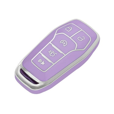 OFFCURVE for Ford Key Fob Cover, Soft TPU Full Protection Key Fob Case for Ford Fusion Mustang F150 Edge Explorer Lincoln MKZ MKC MKX Smart Remote Key Accessories Holder, Purple