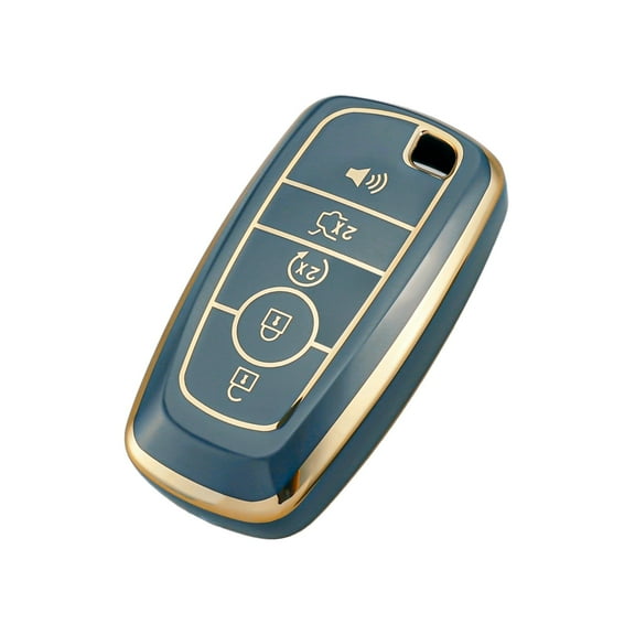 OFFCURVE Ford Remote Key Cover, Premium TPU Key Box Full Protector Compatible with Ford Fusion Explorer Escape F150 F250 F350 F450 F550 Expedition 5 Button Smart Key, Blue Gold(1PC)