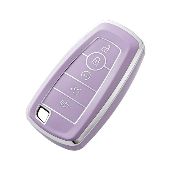 OFFCURVE Ford Remote Key Cover, Premium TPU Key Box Full Protector Compatible with Ford Fusion Explorer Escape F150 F250 F350 F450 F550 Expedition 5 Button Smart Key,Purple Sliver(1PC)