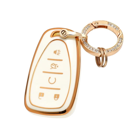 OFFCURVE Gematay for Chevy Key Fob Cover, Chevrolet Key Case Shell with Keychain Compatible with Chevy Malibu Equinox Traverse Camaro Cruze Blazer Volt Bolt Smart Key Holder