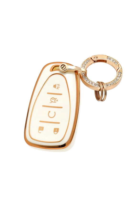 Gematay for Chevy Key Fob Cover, Chevrolet Key Case Shell with Keychain Compatible with Chevy Malibu Equinox Traverse Camaro Cruze Blazer Volt Bolt Smart Key Holder