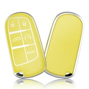 OFFCURVE for Jeep Dodge Key Fob Cover, Soft TPU Protection Key Cover Case Compatible with Jeep Grand Cherokee Renegade Chrysler 200 300 Dodge Journey Fiat Durango Challenger,Star Yellow