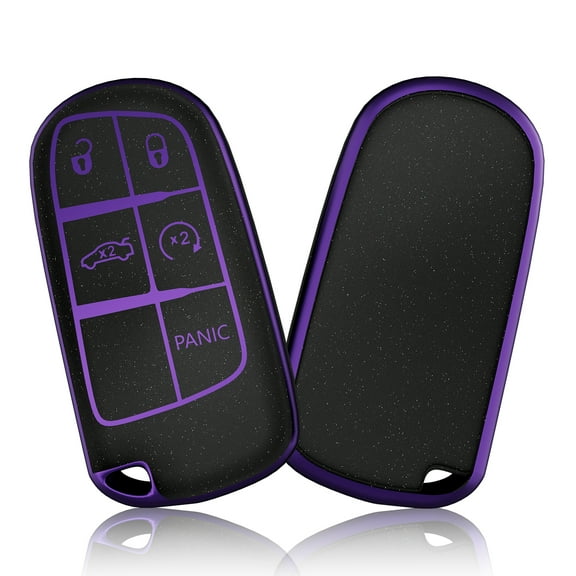 OFFCURVE for Jeep Dodge Key Fob Cover, Soft TPU Protection Key Cover Case Compatible with Jeep Grand Cherokee Renegade Chrysler 200 300 Dodge Journey Fiat Durango Challenger,Star Purple