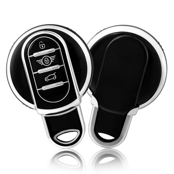 OFFCURVE Key Fob Cover for BMW Mini, Car Key Case Compatible with BMW Mini Cooper S D SD F56 F55 F54 F57 F60 R55 R56 R57 R58 R59 R60 S Roadster Smart Key Fob Holder Protector Car Accessories, Black