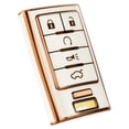 thumbnail image 1 of OFFCURVE Key Fob Cover for Cadillac, Soft TPU Car Key Case Protector for Cadillac SRX ATS ELR XTS 2010 2011 2012 2013 2014 2015 Keyless Entry Remote Control Start Car Key Accessories, White-Gold, 1 of 11