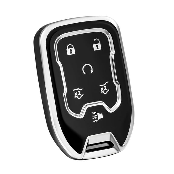 OFFCURVE Key Fob Cover Compatible with Chevy Chevrolet Suburban Tahoe GMC Terrain Yukon Yukon XL Smart 6 Buttons TPU Remote Keyless Key Fob Case Protection Shell Accessories Black