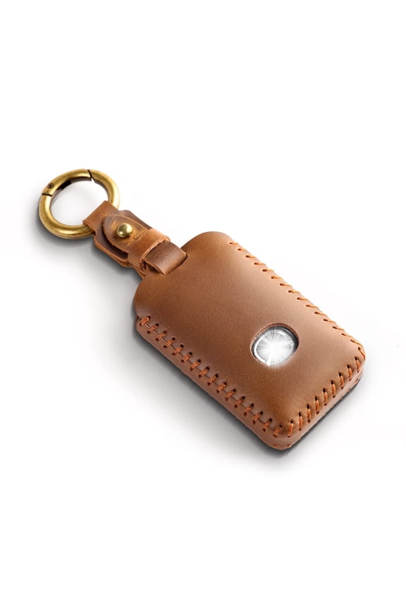 Key Fob Cover with Gift Box, Genuine Leather Car Key Cover Key Fob Protector, Car Key Case with Keychain Suitable for Mazda 3/5/6, 3 Hatchback, CX-3/4/5/7/8/9/10/12/30/50, MX-5 Miata (Brown)