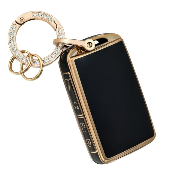 OFFCURVE Key Fob Cover with Keychain for Mazda, Special Car Key Case Compatible with 2019 2020 2021 2022 Mazda 6 3 Hatchback CX30 CX5 CX9 CX10 3-4-Button Smart Key Holder Car Accessories, Black