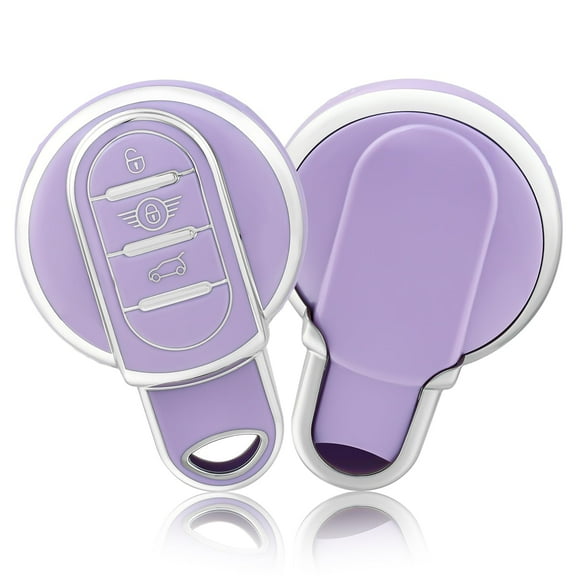 OFFCURVE Key Fob Cover for BMW Mini, Car Key Case Compatible with BMW Mini Cooper,Purple Sliver