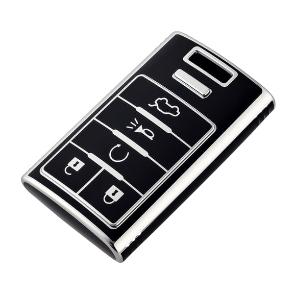 OFFCURVE Key Fob Cover for Cadillac SRX ATS ELR XTS 2010-2015 , Premium Soft TPU,Black Sliver