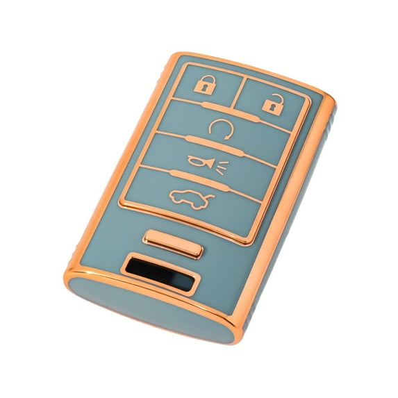 OFFCURVE Key Fob Cover for Cadillac SRX ATS ELR XTS 2010-2015 , Premium Soft TPU,Blue Gold