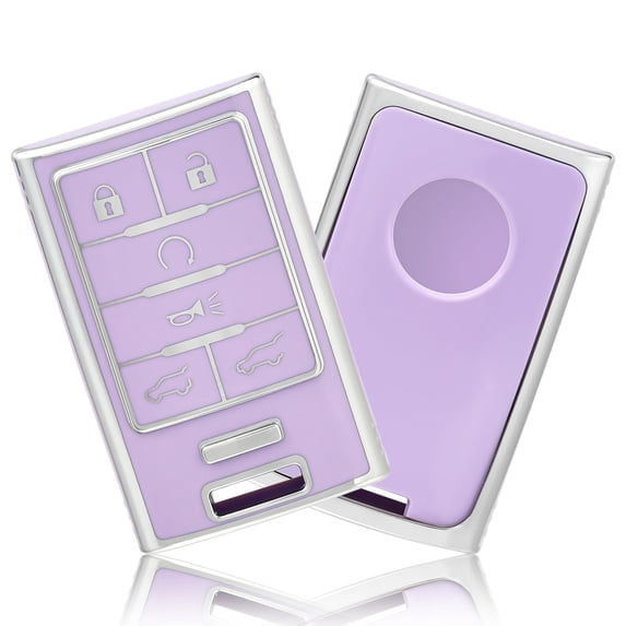 OFFCURVE Key Fob Cover for Cadillac SRX ATS ELR XTS 2010-2015 , Premium Soft TPU,Purple Sliver,1pc