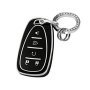 OFFCURVE for Chevy Key Fob Cover with Keychain,2018 Chevy Equinox key Fob Protector,for Chevrolet 2016-2021 Chevy Equinox Malibu Camaro Cruze Blazer Traverse Trax,for Chevrolet ImpalaBlack Sliver