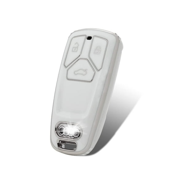 OFFCURVE Key Fob Key Cover Special Soft TPU Key Case Cover for Audi,White Sliver,1pc