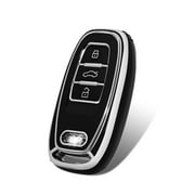 OFFCURVE Key Fob TPU Cover Case for Audi ,Car Accessories Smart Car Key holder, Black Sliver