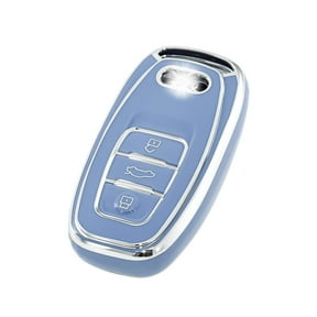 OFFCURVE Key Fob TPU Cover Case for Audi ,Car Accessories Smart Keyless Entry, Blue Sliver