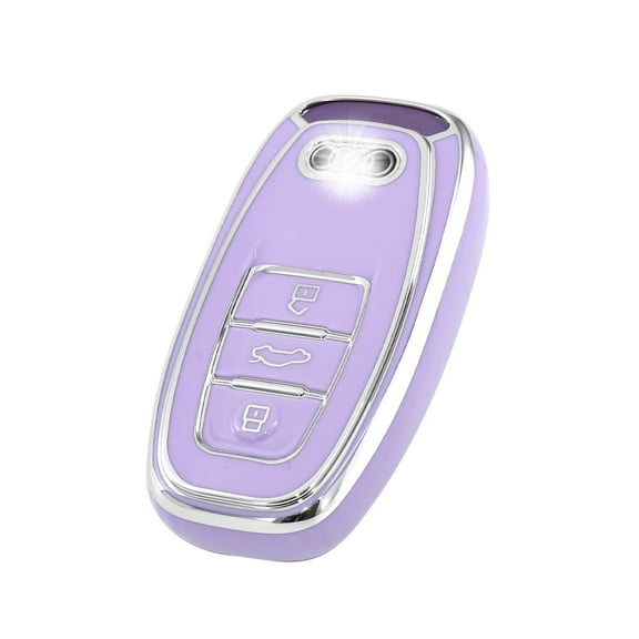 OFFCURVE Key Fob TPU Cover Case for Audi ,Car Accessories Smart Keyless Entry,Purple Sliver
