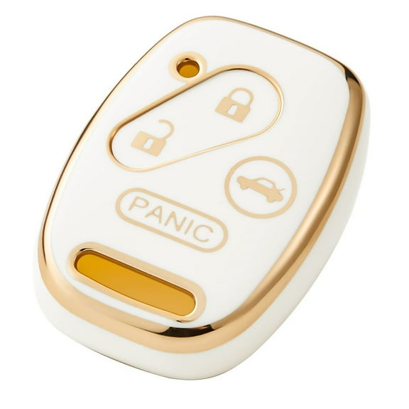 OFFCURVE KeyGuardz Keyless Entry Remote Car Key Fob Outer Shell Cover Soft TPU Case for Honda Accord Civic CR-V Fit Odyssey Pilot,White Gold