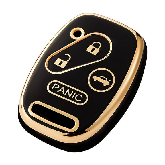 OFFCURVE KeyGuardz Keyless Remote Car Key Fob Outer Shell Cover Soft TPU Case for Honda Civic CR-V CR-Z Fit Insight Odyssey Pilot Ridgeline,Black Gold