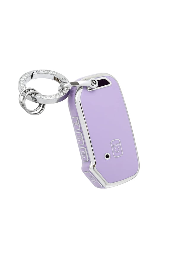 for Kia Key Fob Cover Keyless Remote Smart Key with Keychain Fit for Kia Ceed Cerato Forte NIRO Seltos Sorento Soul Sportage Telluride (Purple Sliver)