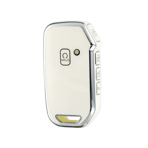 OFFCURVE for Kia Key Fob Cover Keyless Remote Smart Key Shell with Keychain Fit for Kia Ceed Cerato Forte NIRO Seltos Sorento Soul Sportage Telluride (White),White-Sliver