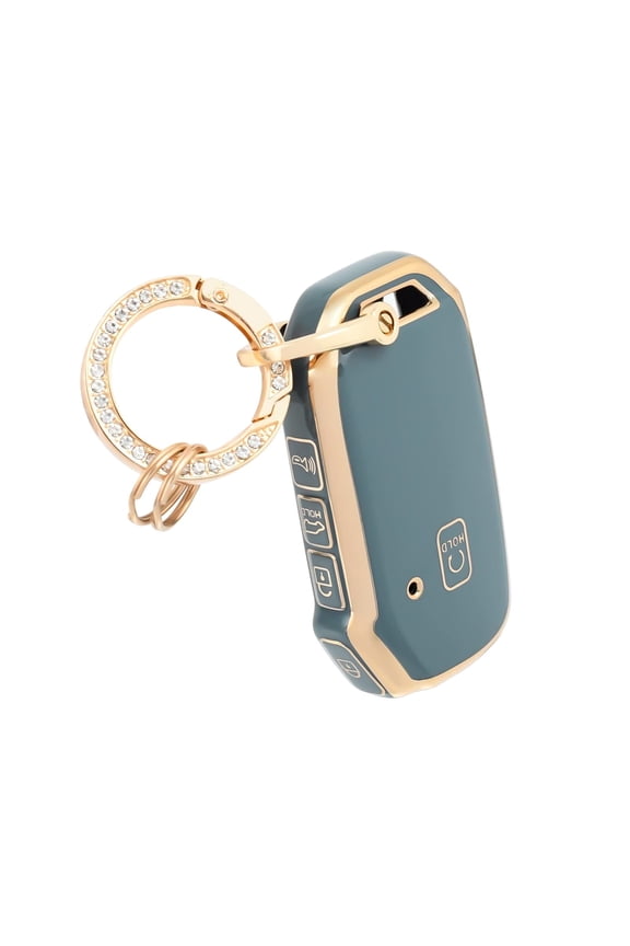 for Kia key fob cover,case with keychain,Soft TPU Protection key Shell/skin,4-5Buttons fit Cerato Ceed Forte NIRO Sorento Seltos Soul Telluride Remote Key(blue gold)