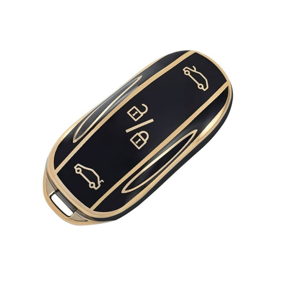 OFFCURVE Tesla Key Fob Cover, TPU Car Key Case for Tesla Model 3 Model Y Model S,Full Protection,Black Gold