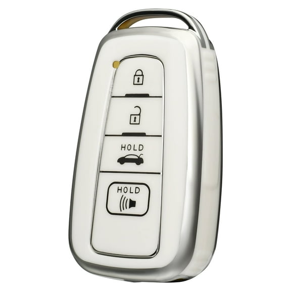 OFFCURVE for Toyota Key Fob Cover, Car Key Fob Case Compatible with Toyota 2018-2022 Camry RAV4 Highlander Avalon C-HR Prius Corolla GT86 Smart Key Protector Holder,White Sliver