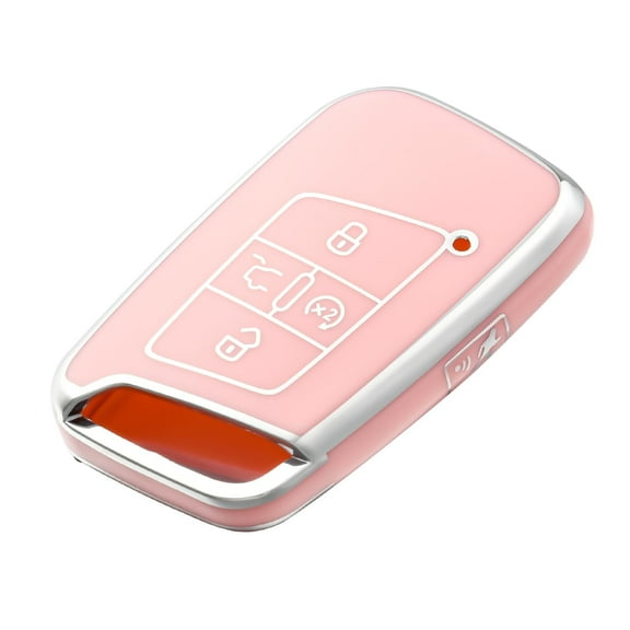 OFFCURVE for Volkswagen Key Fob Cover, Premium Soft TPU Full Protection Key Fob Case VW Tiguan Atlas Jetta Passat Golf Alltrack Smart Keyless Fob Remote Key ,Pink