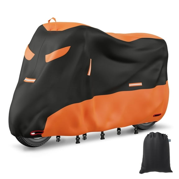 OFFCURVE Motorcycle Cover XL, Adjustable Motorcycle Cover All Weather Protection Cover,Waterproof 210D Oxford Cloth Outdoor Cover, 96 x 41 x 49 inches, 1 Piece