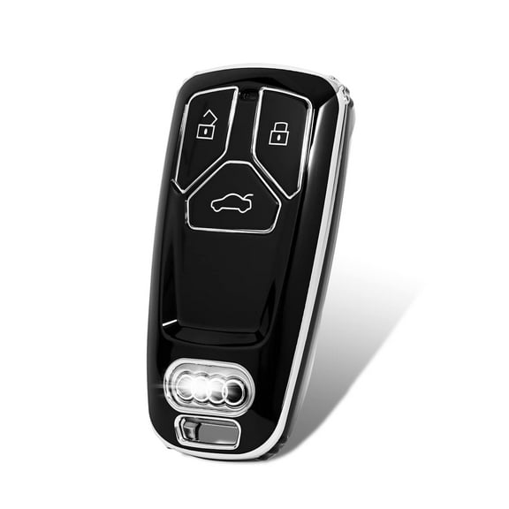 OFFCURVE for Audi Key Fob Cover Keyless Remote Smart Key Fob Shell with Keychain Fit for Audi A4 Q7 Q5 TT A3 A6 SQ5 R8 S5 Smart Key (Black),1pc