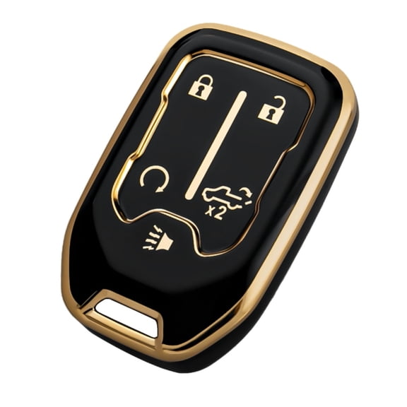 OFFCURVE for GMC Key Fob Covers GMC Sierra 1500 2500HD 3500HD Smart Key Protector, Black Gold (1PC)