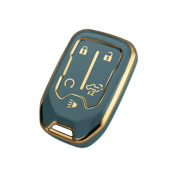 OFFCURVE for GMC Key Fob Covers GMC Sierra 1500 2500HD 3500HD Smart Key Protector, Blue Gold (1PC)