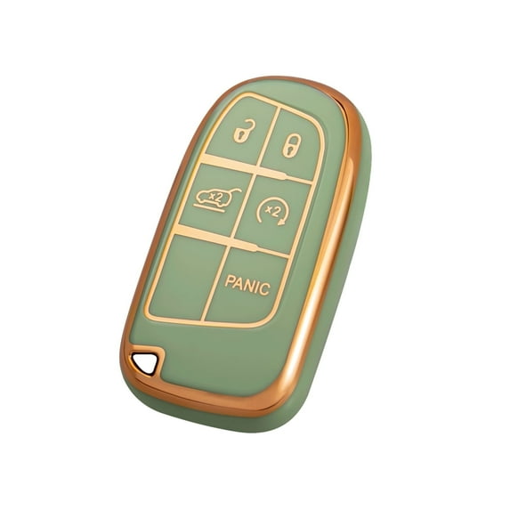 OFFCURVE for Jeep Key Fob Cover, Soft Full Protection Key Case Shell Compatible with Jeep Smart Key 3 4 5 Buttons Protector (green)