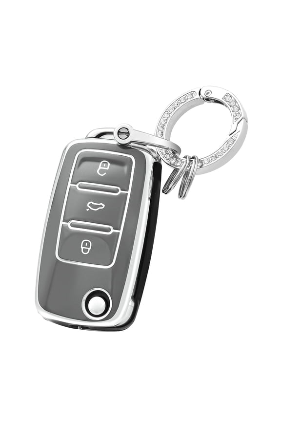 for VW Volkswagen Key Fob Cover with Keychain, Key Shell Case for Volkswagen Jetta Golf Polo MK6 Passat Tiguan Beetle Remote Key Holder