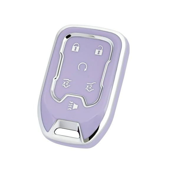OFFCURVEKey Fob Cover Case Compatible with Chevy Silverado Suburban Tahoe GMC Yukon/Yukon XL Terrain Acadia Shell Keychain Protector Accessories (Purple)