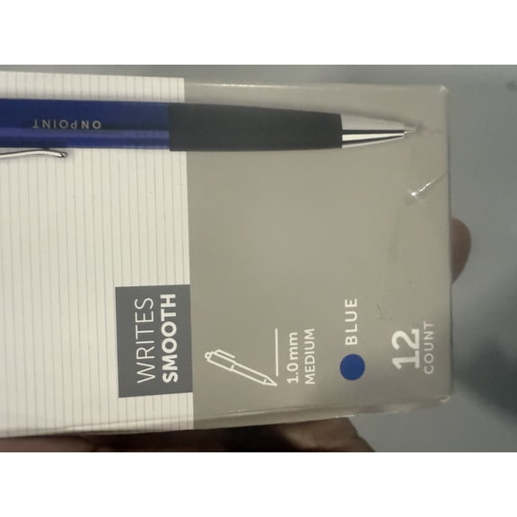 OFFICE DEPOT BALLPOINT ONPOINT, WRITES SMOOTH BLUE INK 12 COUNT - BLUE