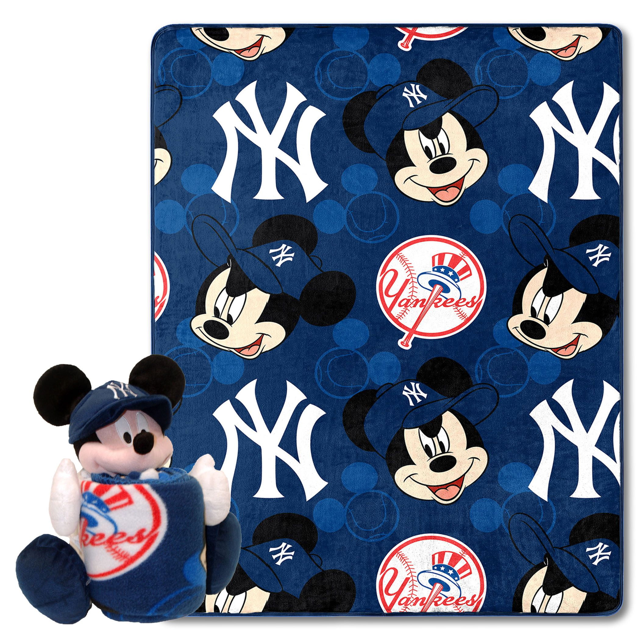 OFFICIAL MLB Yankees & Disney's Mickey Mouse Character Hugger Pillow & Silk Touch Throw Set