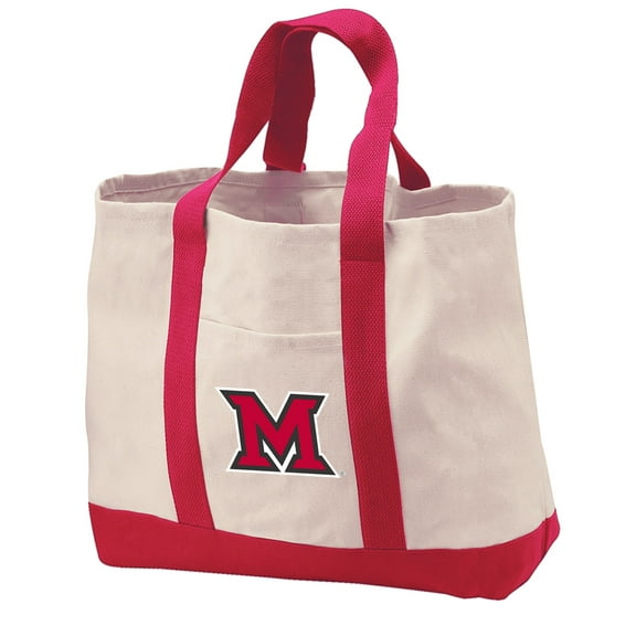 OFFICIAL Miami RedHawks Tote Bag CANVAS Miami University Tote Bags TRAVEL BEACH SHOPPING