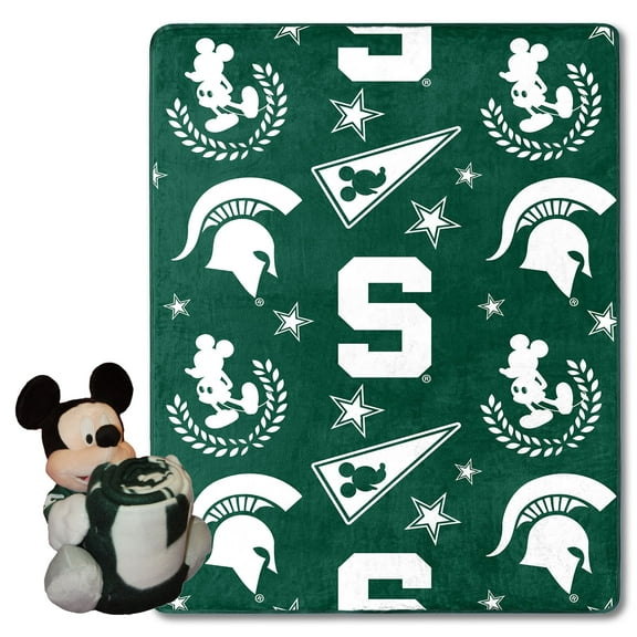 OFFICIAL NCAA Michigan State & Disney's Mickey Mouse Character Hugger Pillow & Silk Touch Throw Set