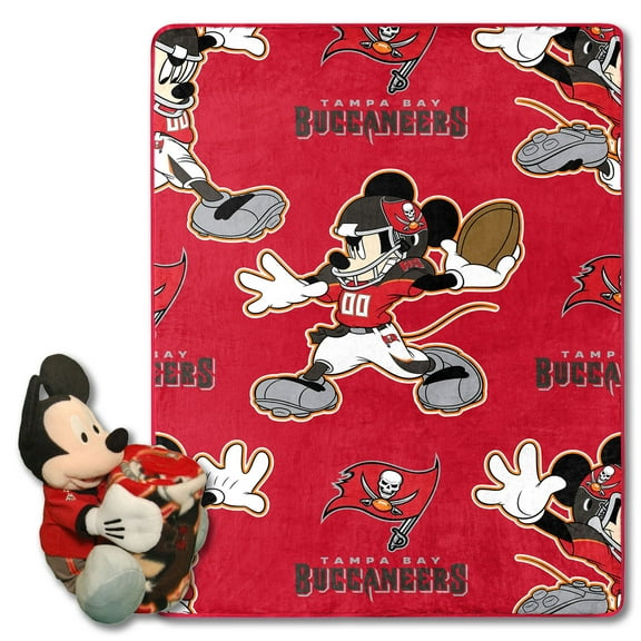 OFFICIAL NFL Bucs & Disney's Mickey Mouse Character Hugger Pillow & Silk Touch Throw Set